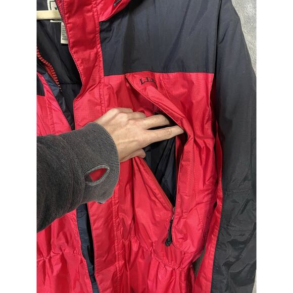 Vintage LL Bean Jacket Mens Large Red Hooded Puffer Gortex Ripstop Embroidered - Picture 5 of 16